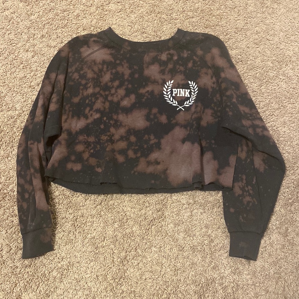 cropped pink bleached crew neck